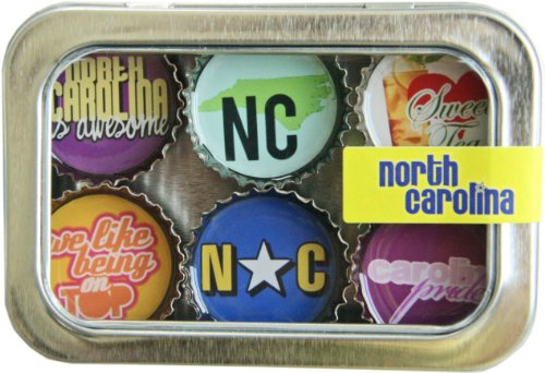 North Carolina Bottle Cap 6 pc Magnet Set w/ Case
