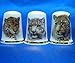 Porcelain China Collectable - Set of Three Thimbles - Leopards