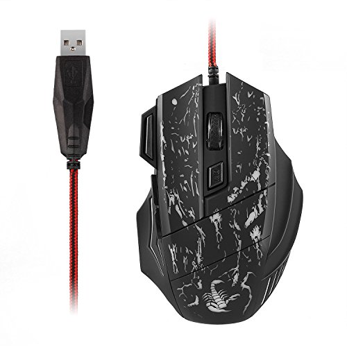 AUKEY Mouse da Gaming USB Ottico DPI 1000 - 3200 7 Keys...