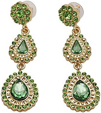 Latest Hot Sales Style Green Rhinestone Water Drop Earrings Factory