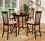 Round Counter Height Gathering Table Curved Legs in Merlot Finish