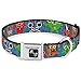 Buckle-Down Seatbelt Buckle Dog Collar - Cute Monsters Gray/Flame Blue - 1
