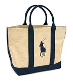 Polo Ralph Lauren - Polo Ralph Lauren Natural Straw And Navy Canvas Medium Tote Bag 185SPPTP-DRKI