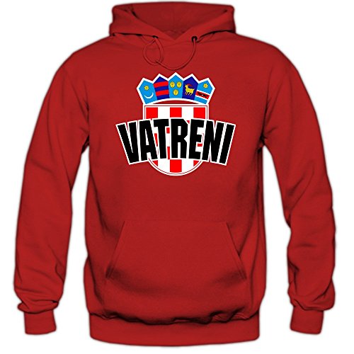 Kroatien EM 2016 #4 Kapuzenpullover | Herren | HRVATSKA | Kockasti | Trikot | Nationalmannschaft, Farbe:Rot (Red F421);Größe:L