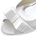 ELEGANTPARK Women Peep Toe Pumps Bows Mid Heel Wedges Satin Wedding Bridal Shoes