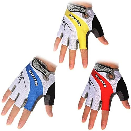 Sport Bicycle Cycling Bike Sillcone Breathable Half Finger Gloves (Yellow : M)
