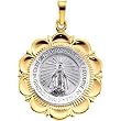 14K Two-Tone Gold Miraculous Medal - 25.00x21.00mm