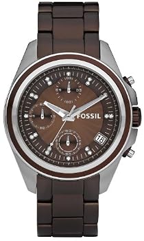 Fossil #ES2914 Women's Decker Brown Aluminum Chronograph Boyfriend Watch