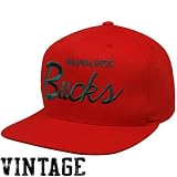 Mitchell & Ness Milwaukee Bucks Red Solid Script Snapback Adjustable Hat