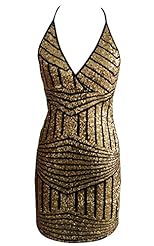 Sexy V-neck Polyester Sheath Halter Backless Open-Back Jumpsuit/Midi Dress 