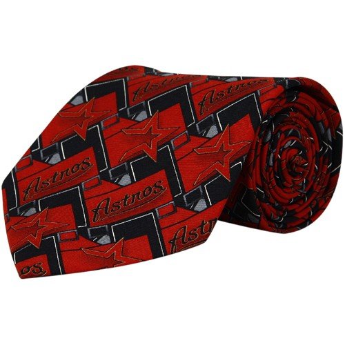 Houston Astros Red-Black Block Pattern Tie
