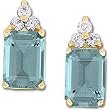 14K Yellow Gold Aquamarine and Diamond Earrings