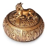 Schatulle 'Einhorn' aus Kunstharz, goldfarben, ca. 12 cm Durchmesser
