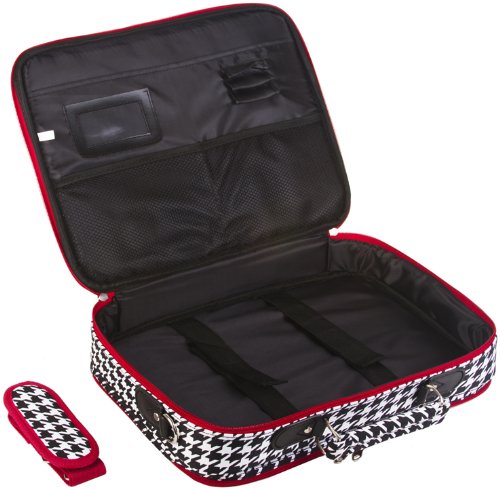 Houndstooth Red Trim Padded Laptop Notebook Computer Bag Houndstooth Red Trim Padded Laptop Notebook Computer Bag