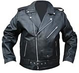 Lederjacke Motorradjacke Rockabilly Rockerjacke Chopper Brando jacke, Herrengröße:52