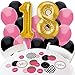 Big Dot of Happiness Chic 18th Birthday - Pink, Black and Gold - Confetti and Balloon Party Decorations - Combo Kit