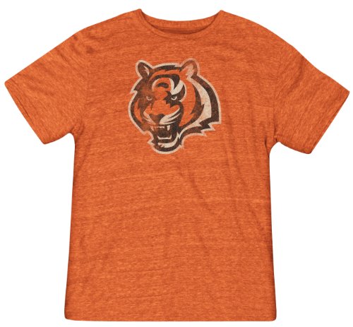 NFL Men's Cincinnati Bengals Bigger Better Logo Tri Blend Tee (Orange, Large)