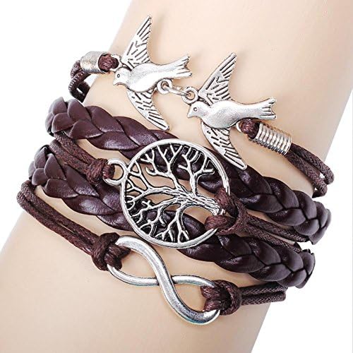 Sweety Girl Jewelry The tree of life and retro bracelet and bird alloy parts manual multilayer woven Bracelet