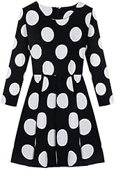 Polyester Vintage Fall Winter Bubble Dress Polka Dot Print Party Dress/Tunic 