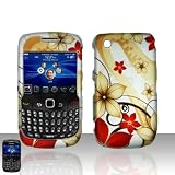 Blackberry 8520 / 8530/ 9300 / 9330 Red Flower Phone Protector Hard Case Cover