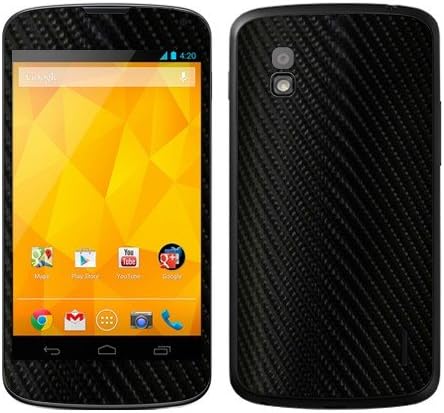 Fincibo (TM) LG Google Nexus 4 E960 Decal Vinyl Sticker Skin Cover - 4D Black Carbon Fiber