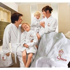 The Royal Family 9538-1 Original Bademantel f�r Damen +++ Queen +++, Gr��e M, 100 % Baumwolle, 450 g/qm, im Kimonostyle, 2 Taschen, G�rtel - Geschenkidee von "TRF", wei�