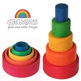 Grimm's Spiel & Holz 5 Wooden Stacking and Nesting Bowls, Red Outside