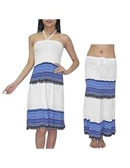 Knee Length Halter Summer Crinkled Gathered Stretchy Shirred Elasticized   Waistline Cotton/Polyamide  Dress