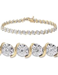 10k Yellow Gold 1.00 ctw Round-Cut Diamond S-Link Tennis Bracelet