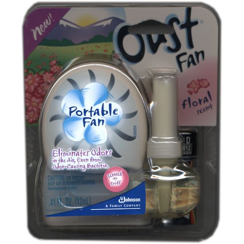 Oust Fan Floral Scent, Portable Fan, Eliminates Odors in the Air, Even from Odor Causing Bacteria, 12 ml