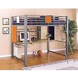 Full Size Loft bunk Bed in Silver Finish - Teen Trends Collection