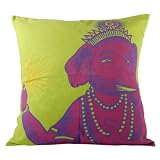 Lime Ganesh Pillow Cover