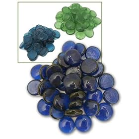 PKG 3 (1) LB BAGS ASSORTED COLORS GLASS GEMS