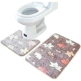 Binmer(TM)2PCS Rug Memory Foam Bathroom Rug Mat Flower Floor Carpet Set Home Decor (Coffee)
