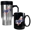 Los Angeles Dodgers MLB Stainless Steel Travel Mug & Black Ceramic Mug Set - Primary Logo by Great American Products