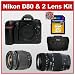Nikon D80 10.2MP Digital SLR Camera + Tamron 28-80mm f/3.5-5.6 Lens + Tamron 70-300mm f/4-5.6 Di LD Macro 1:2 AF Lens + 4GB 150x Transcend SecureDigital (SD) Card + Nikon SLR System Case (Camera Refurbished by Nikon U.S.A.)