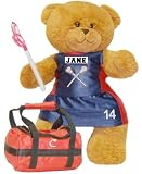 Lacrosse Bear 18" Jointed Sports Bear - Girl with Navy Uniform/Pink Stick