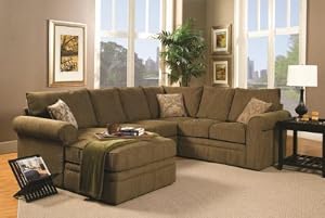 Beige Chenille Fabric Westwood Sectional Sofa Couch with Coffee Table Ottoman