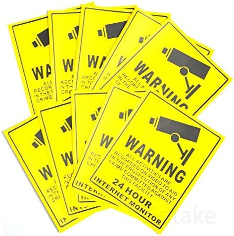 10pcs Cctv Warning Sign Waterproof Video Ip Camera Alarm Spy Sticker Decal Surveillance 255 X 200mm