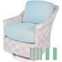 Lloyd Flanders Calypso White Finish Lounge Swivel Glider With Cabana Stripe Spa Fabric