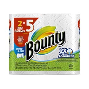 Bounty Select-A-Size Paper Towels, White, 2 Huge Rolls, Pack of 6 (12 Rolls) (Packaging May Vary)