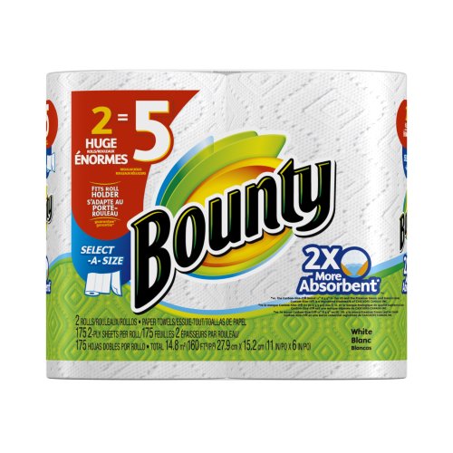 Bounty Select-A-Size Paper Towels, White, 2 Huge Rolls, Pack of 6 (12 Rolls) (Packaging May Vary)
