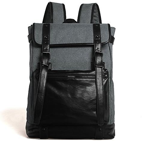 Draconite Unisex Outdoor Classical Gray Canvas Laptop Backpack with Padded Compartment Fits for 14-Inches Notebook Computer