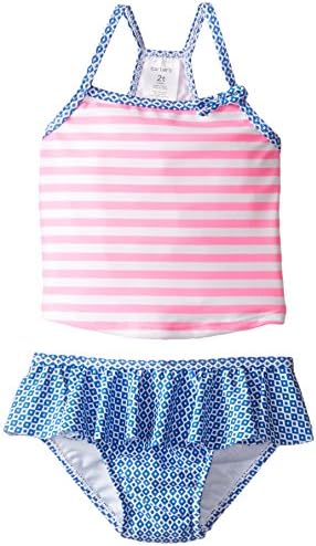 carter's Little Girls' Toddler Striped Two Piece Tankini, Stripe, 3T