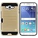 J7 Case, MP-MALL [Shock Absorbent] [Card Slot] Armor Hybrid Defender Shockproof Rugged Protective Cover Case For Samsung Galaxy J7 2015 (Gold)