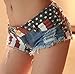 Women Sexy American US Flag Burr Ripped Hole Cut Off Destroyed Jean Denim Shorts
