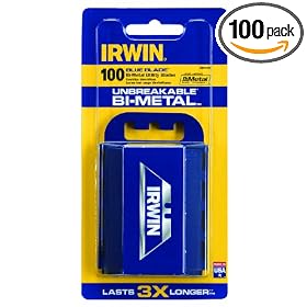 Irwin Industrial Tools 2084400 Bi-Metal Blue Utility Blade, 100-Pack