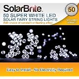 Solar Brite Deluxe 50 LED Super Bright White Decorative Solar Fairy String Lights, choice of light effect. Ideal for Trees, Gardens, Festive Parties & More...by Solar Brite