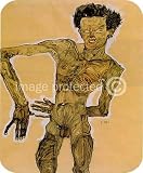 Nude Self Portrait Grimacing Egon Schiele Art MOUSE PAD