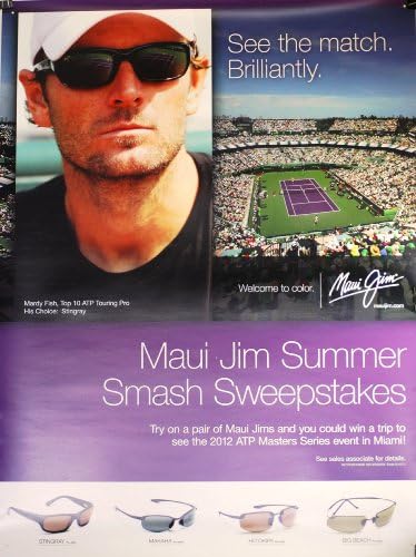 2011 - Poster - Maui Jim / Mardy Fish - Sunglasses Poster - Double Sided - ATP Masters Series Event - 36x40 Inches - Rolled - New - Mint - Limited Edition - Collectible